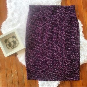 Lularoe Cassie purple skirt with pink polka dots